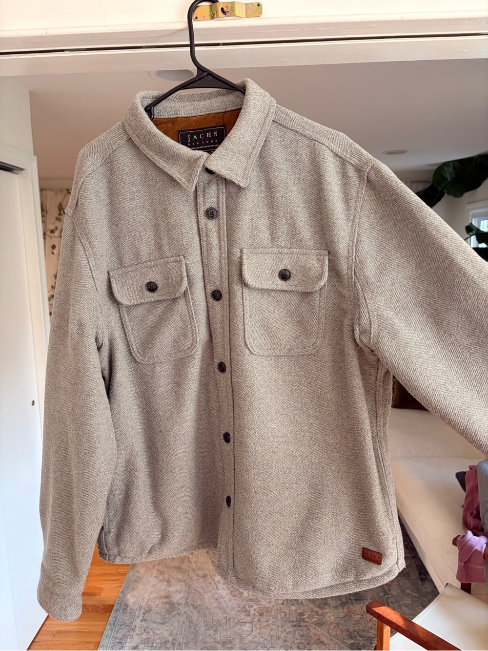 Jachs Men's Light Taupe Button-Front Shacket